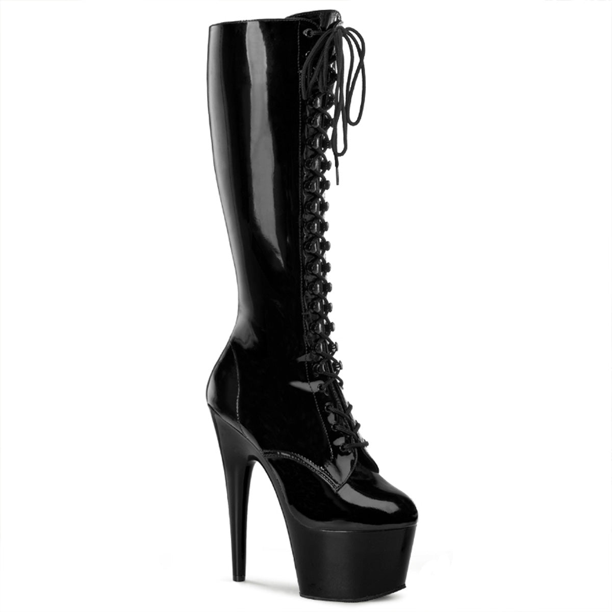 Pleaser Womens Boots. ADORE-2023 BLK Str Pat / BLK