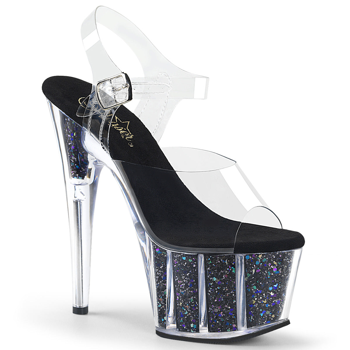 Pleaser Damen Sandalen ADORE-708cg CLR / BLK Confetti Glitter