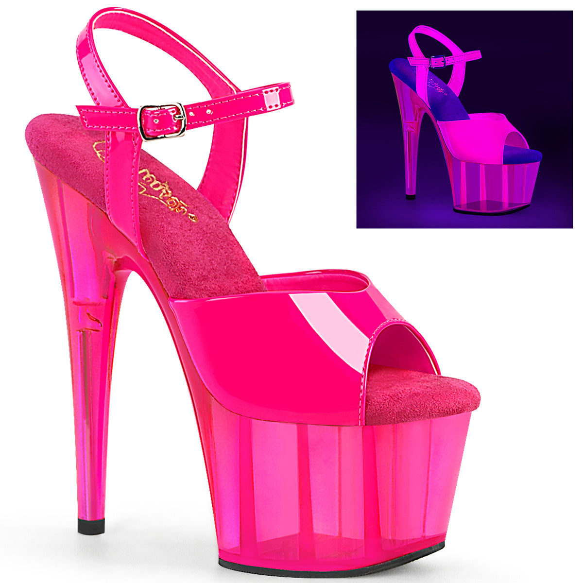 Pleaser   ADORE-709uvt Neon H. Pink Pat/h. Pink getönt