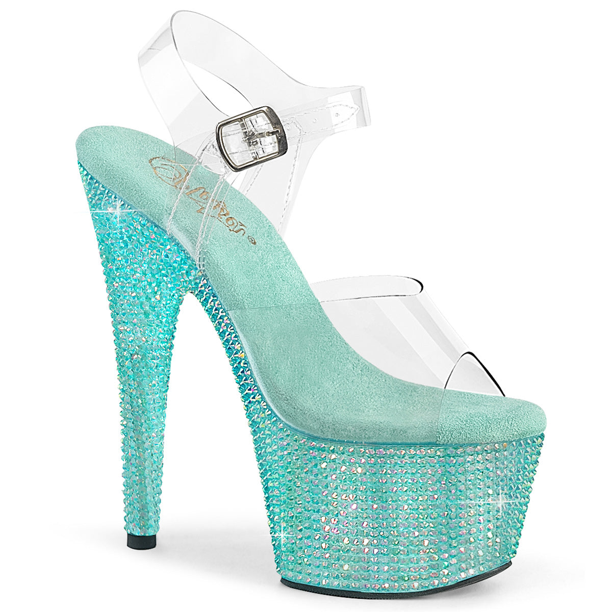 Pleaser   BEJEWELED-708RRS Clr/Aqua RS