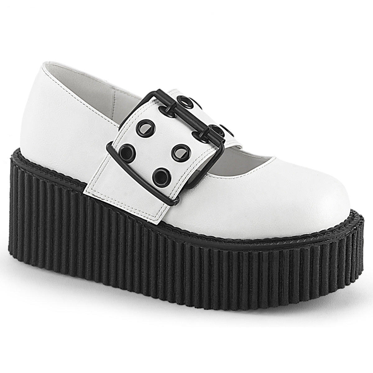 DemoniaCult  Low Shoe CREEPER-230 Wht Vegan Leather