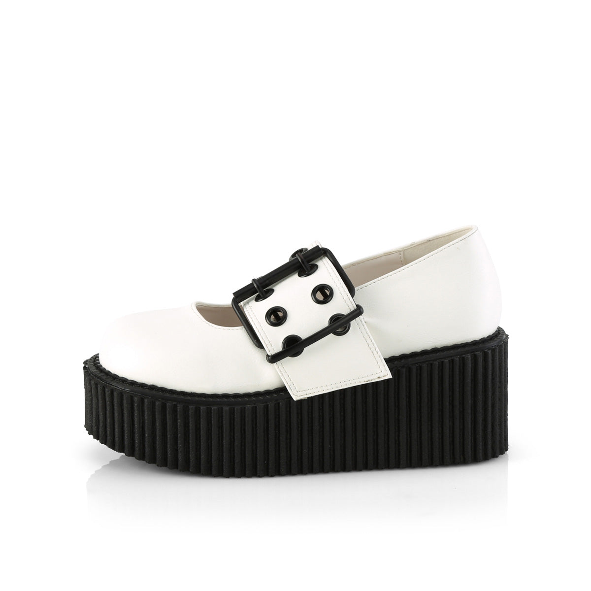 DemoniaCult  Low Shoe CREEPER-230 Wht Vegan Leather