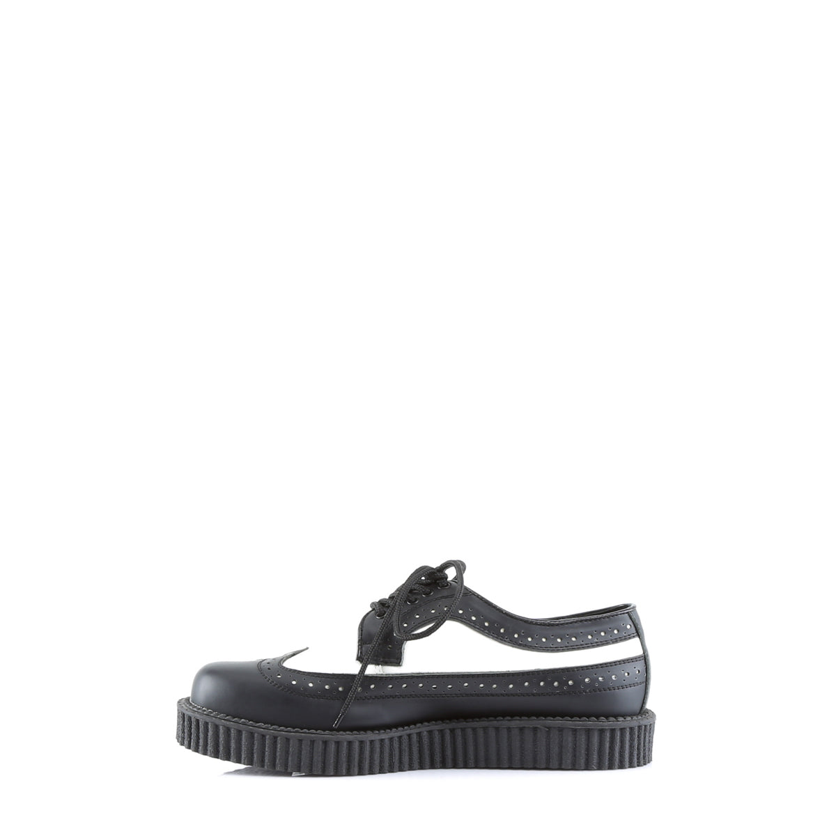 DemoniaCult Herren -Niederschuh CREEPER-608 BLK-WHT-Leder