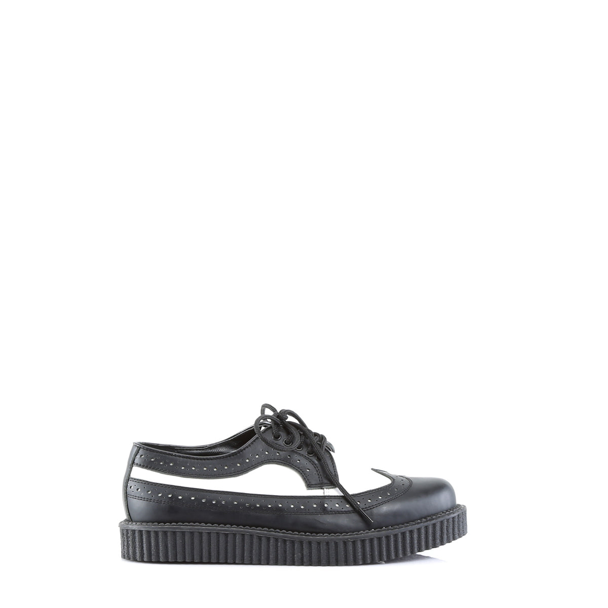 DemoniaCult Herren -Niederschuh CREEPER-608 BLK-WHT-Leder