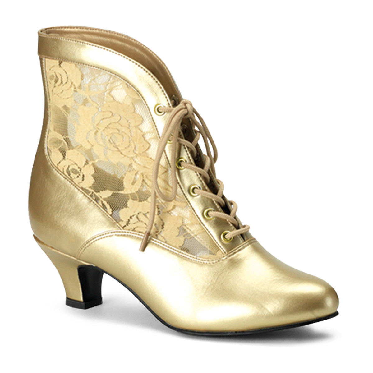 Funtasma Womens Ankle Boots DAME-05 Gold Pu-Lace