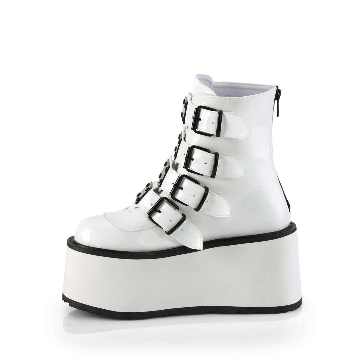 DemoniaCult  Ankle Boots DAMNED-105 Wht Holo Pat