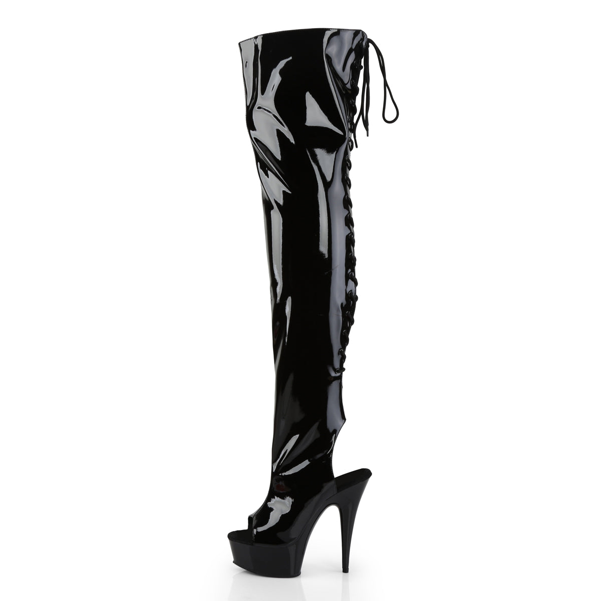 Pleaser Womens Boots. DELIGHT-3017 BLK STR Pat / BLK