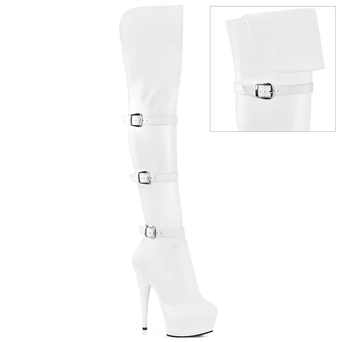 Pleaser   DELIGHT-3018 WHT STR. Kunstleder/WHT Matte