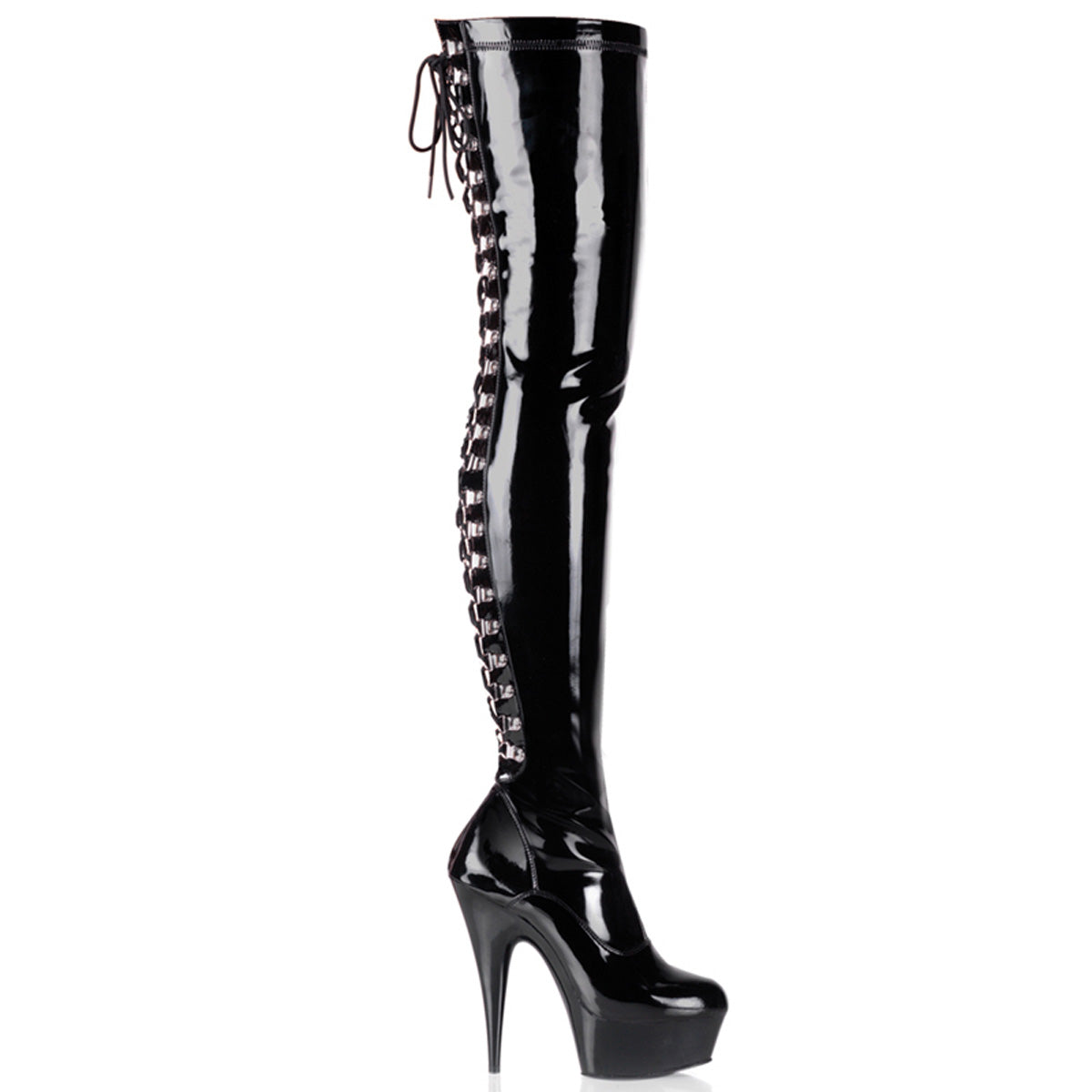 Pleaser Womens Boots DELIGHT-3063 Blk Str Pat/Blk