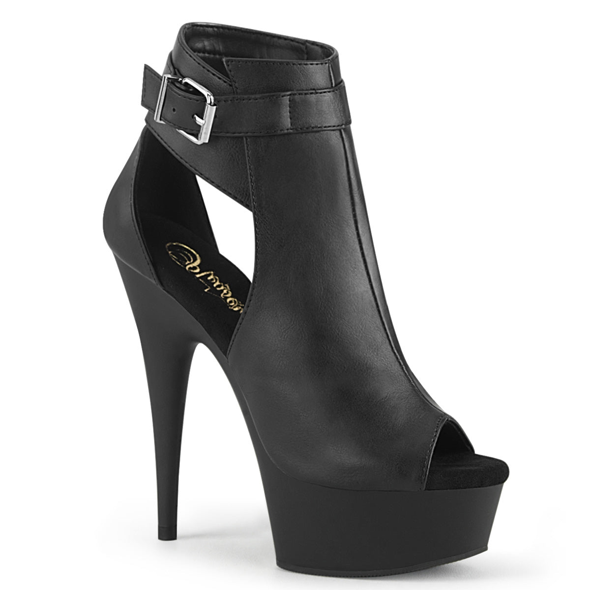 Pleaser Damen Knöchelstiefel DELIGHT-600-10 BLK Faux Leder / BLK Matte