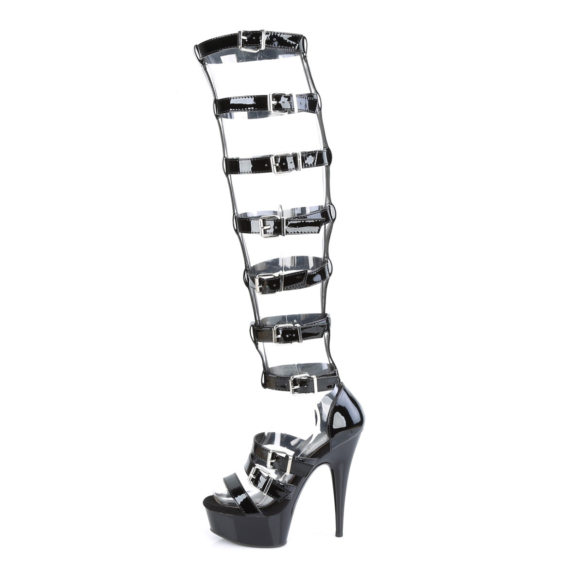 Pleaser Damen Sandalen DELIGHT-600-46 BLK Pat / BLK