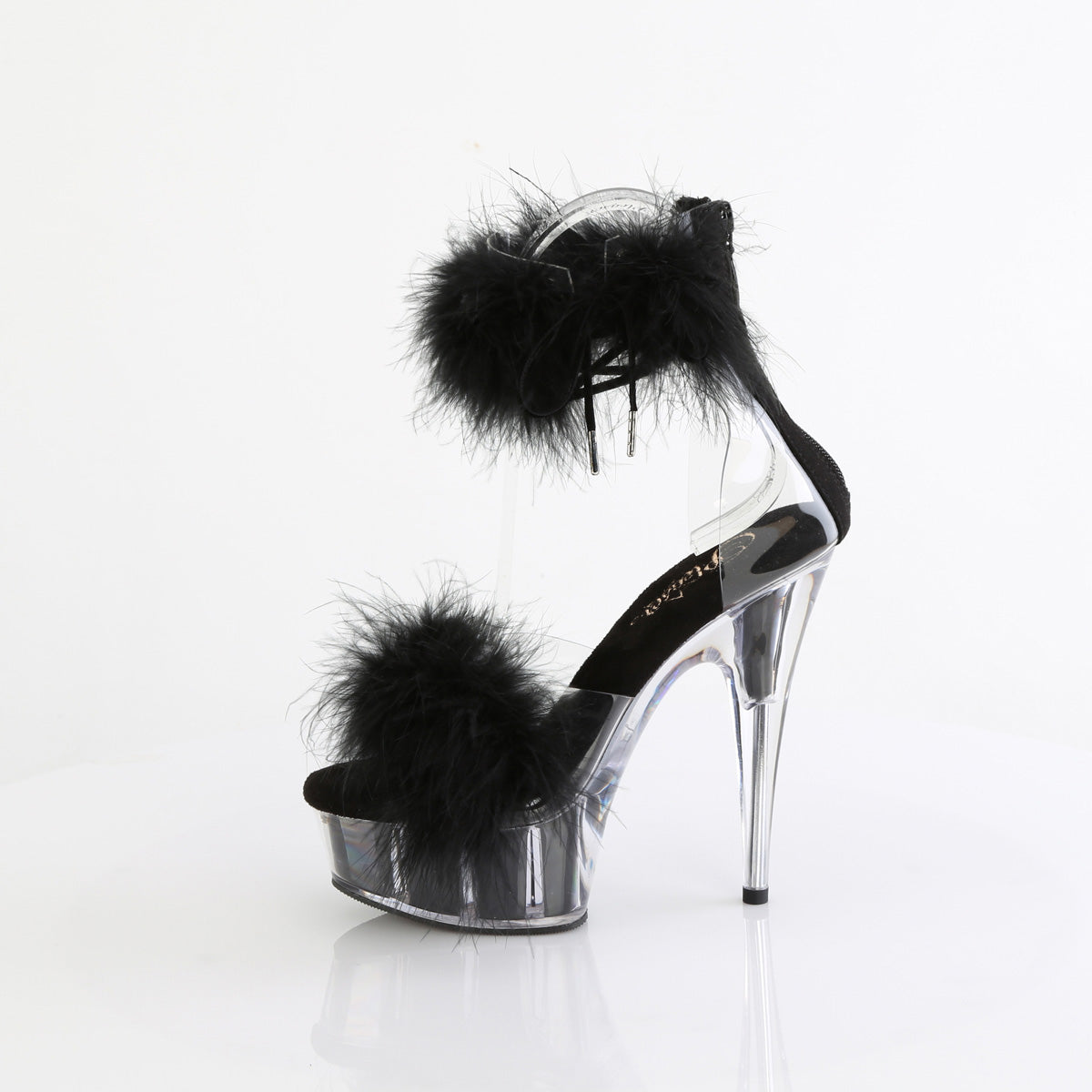 Pleaser   DELIGHT-624F Clr-Blk Fur/M