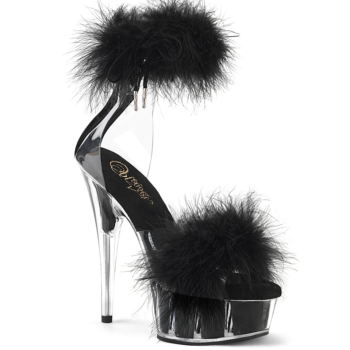 Pleaser   DELIGHT-624F Clr-Blk Fur/M