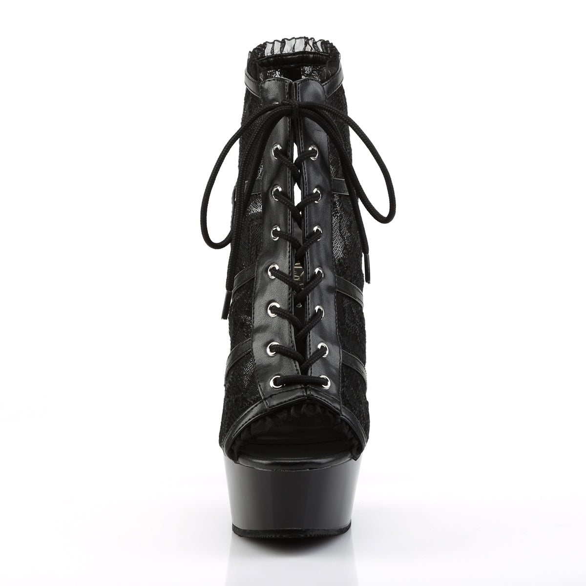 Pleaser Womens Ankle Boots DELIGHT-696LC Blk Mesh-Lace/Blk