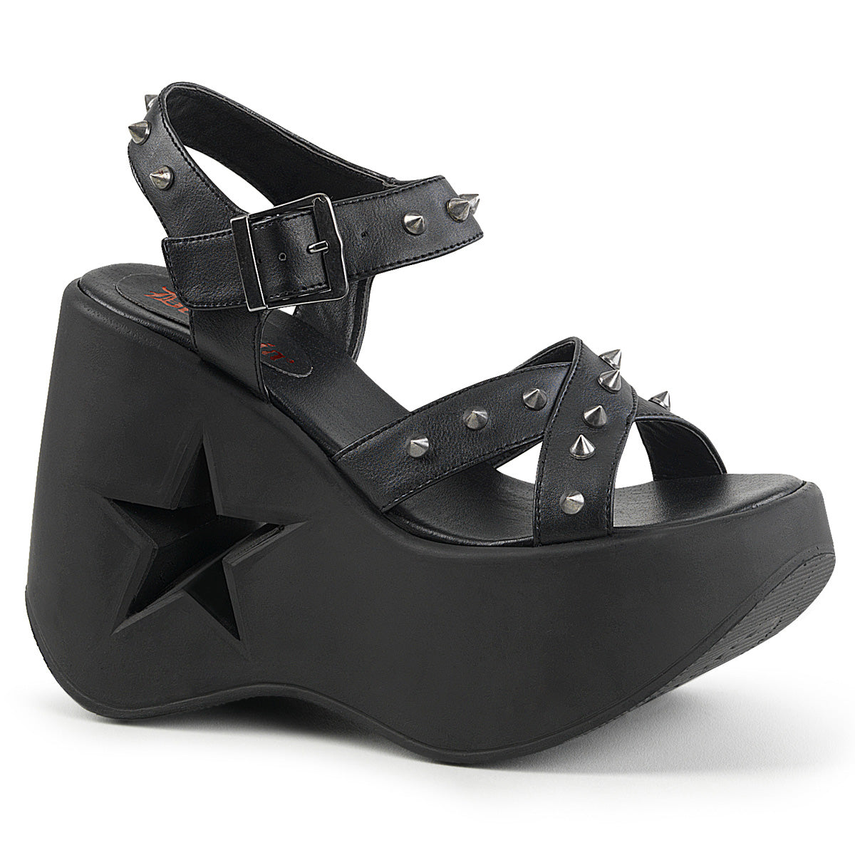 DemoniaCult Frauen Sandalen DYNAMITE-02 BLK Vegan Leder