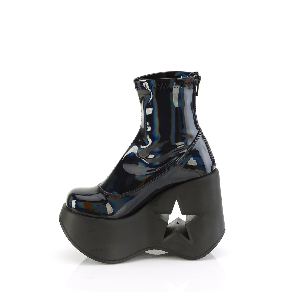 DemoniaCult  Ankle Boots DYNAMITE-100 Blk Stretch Holo