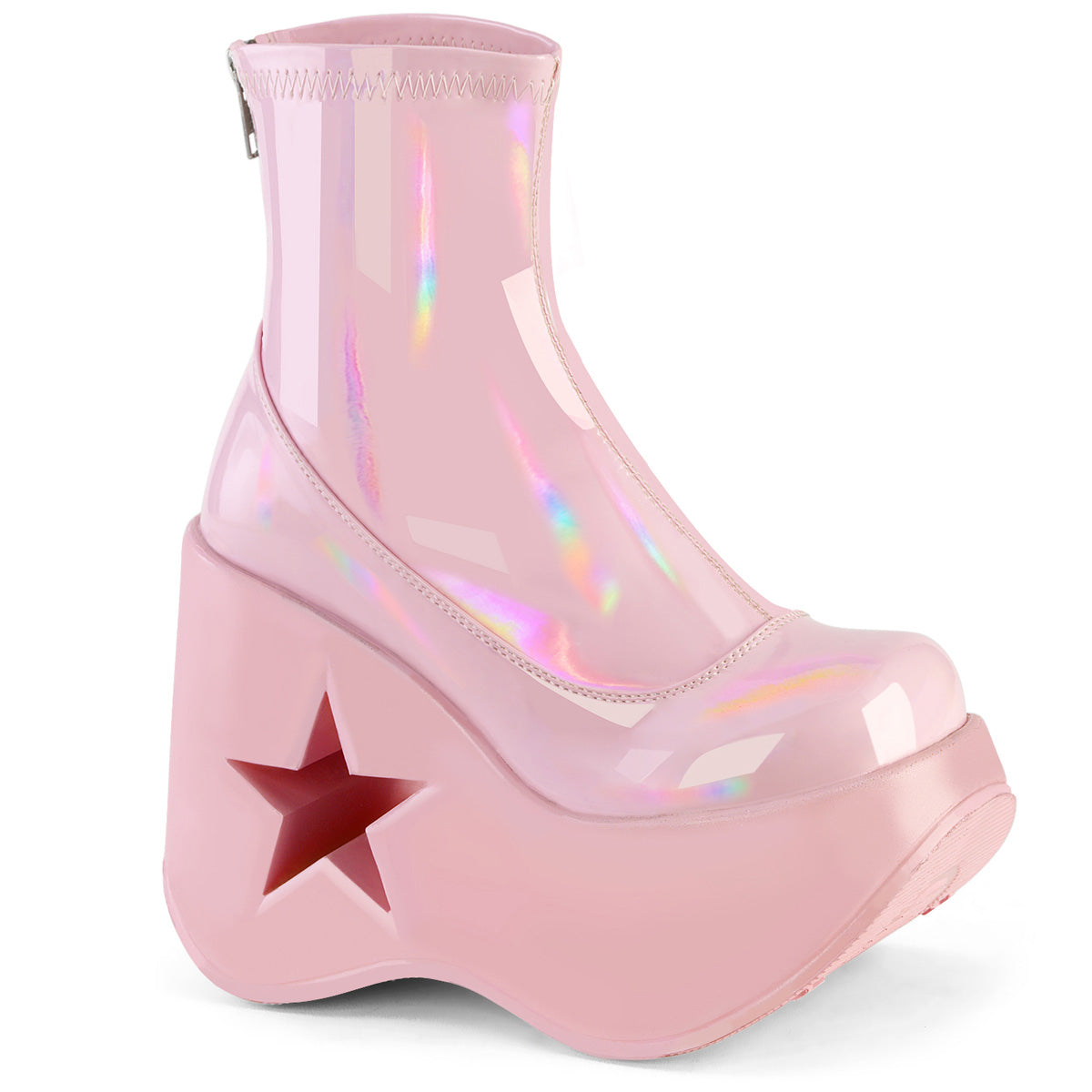 DemoniaCult  Ankle Boots DYNAMITE-100 B. Pink Stretch Holo