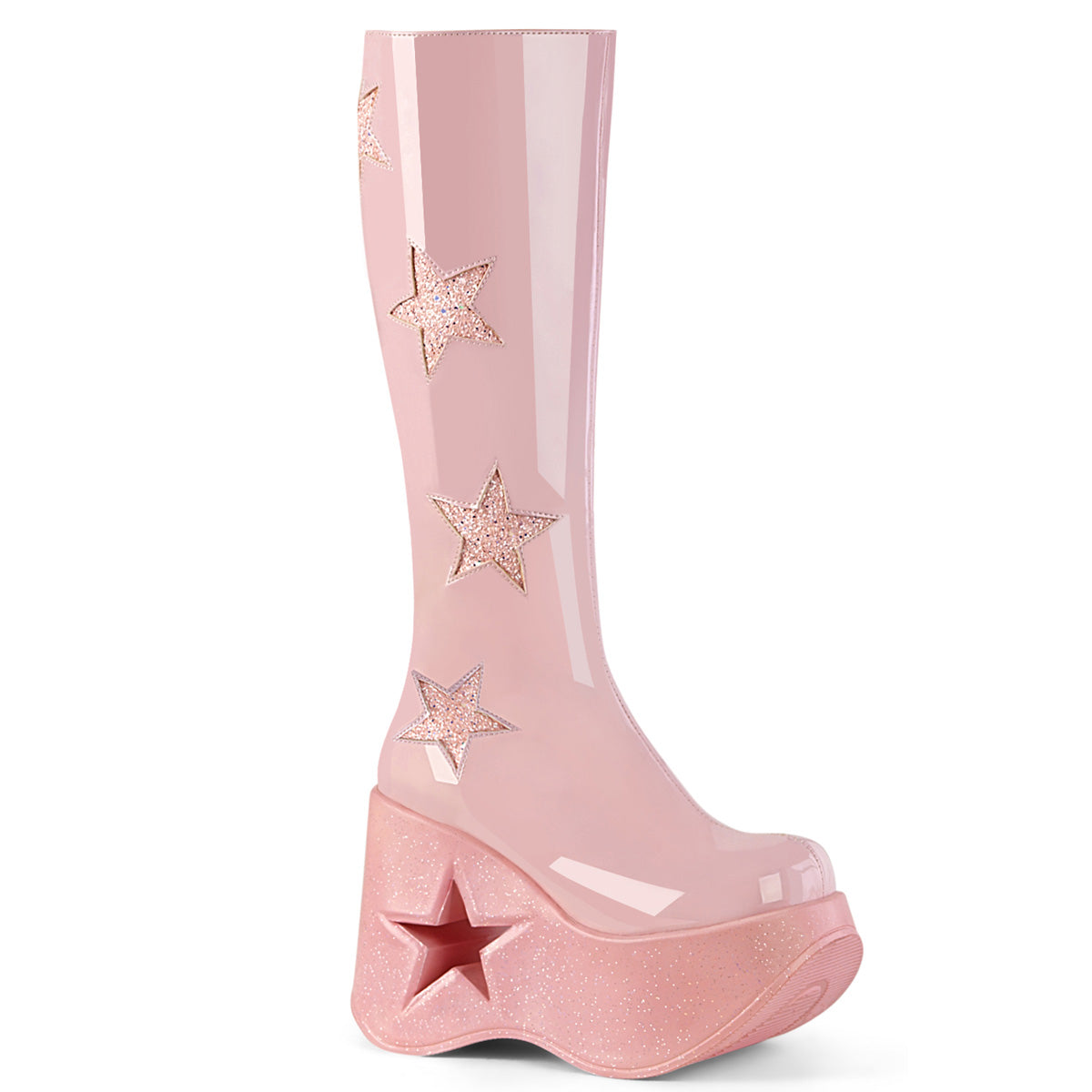 DemoniaCult  Boots DYNAMITE-218 B. Pink Pat-B. Pink Multi Gliter