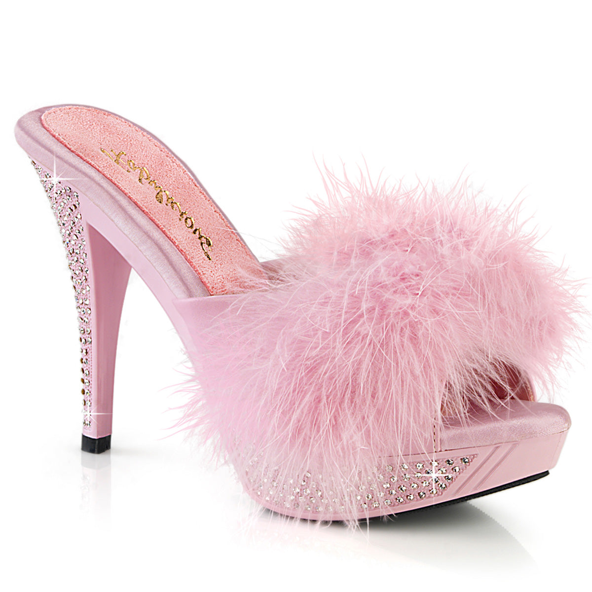 Fabulicious   ELEGANT-401f B. Pink Marabou-Faux Leder/b. Rosa