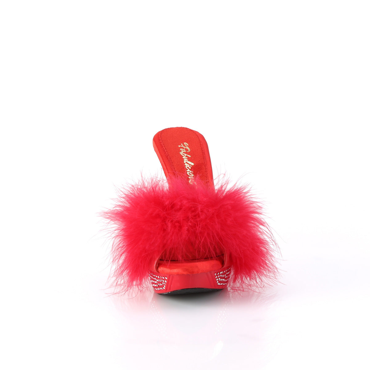 Fabulicious   ELEGANT-401f Red Marabou-Faux Leder/Rot