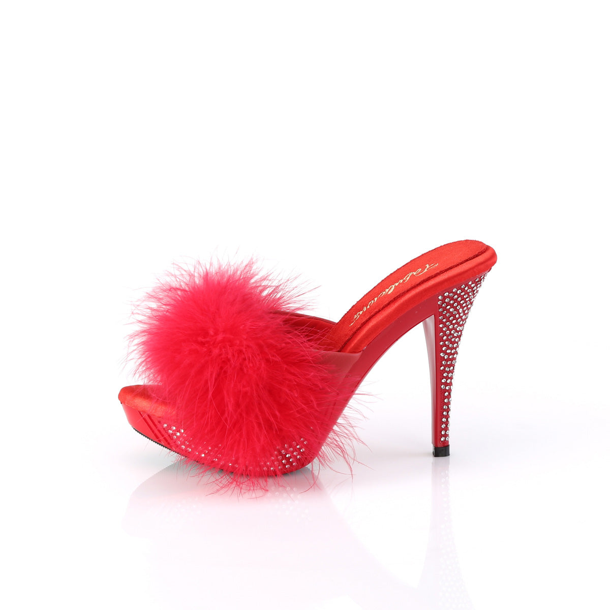 Fabulicious   ELEGANT-401f Red Marabou-Faux Leder/Rot