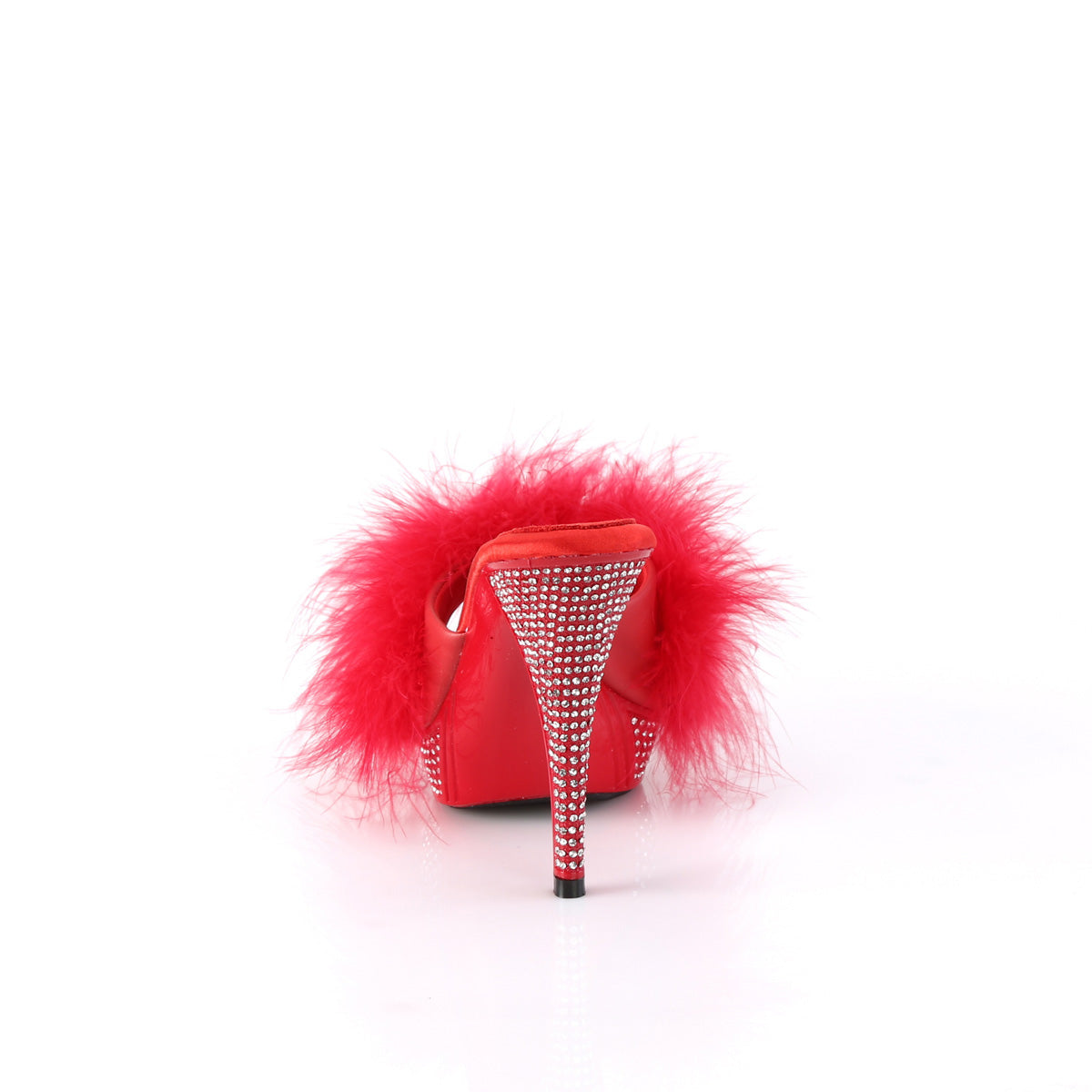 Fabulicious   ELEGANT-401f Red Marabou-Faux Leder/Rot