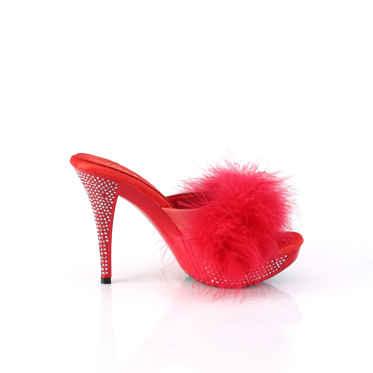 Fabulicious   ELEGANT-401f Red Marabou-Faux Leder/Rot