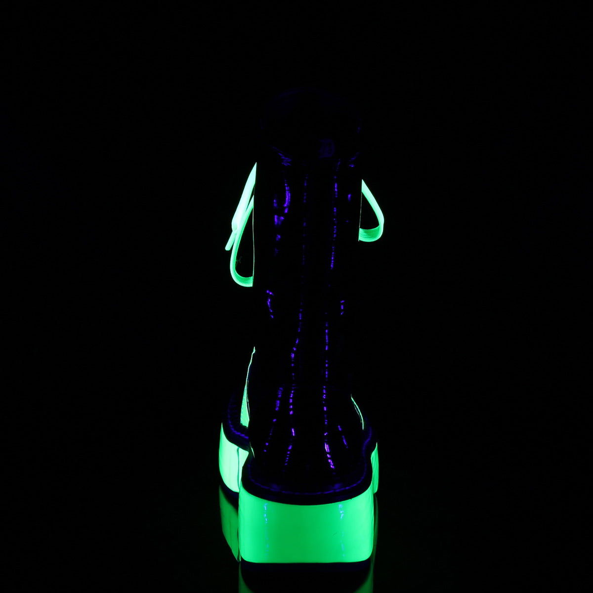 DemoniaCult Frauenstiefel EMILY-350 BLK PAT-UV Neongrün