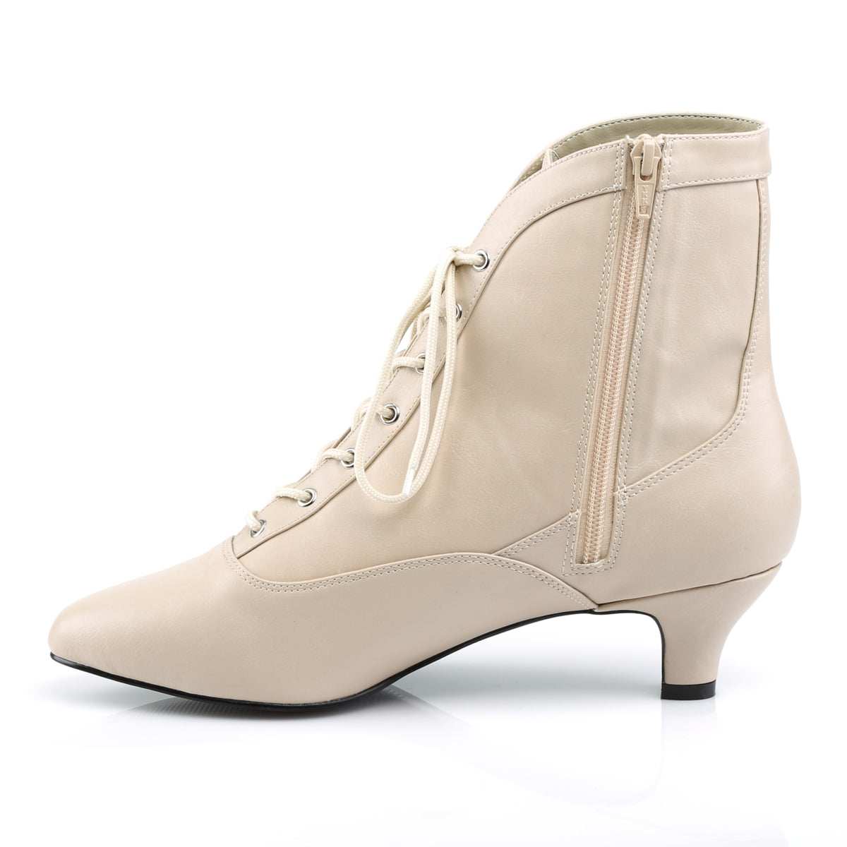 Pleaser Pink Label Damen Knöchelstiefel FAB-1005 Creme-Kunstleder