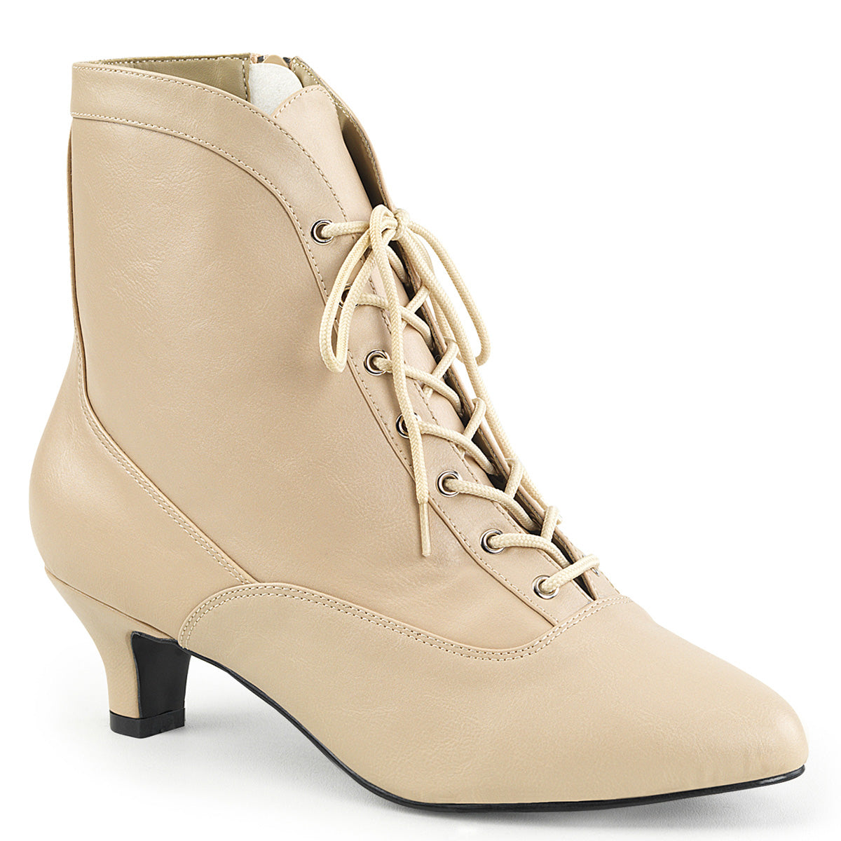 Pleaser Pink Label Damen Knöchelstiefel FAB-1005 Creme-Kunstleder