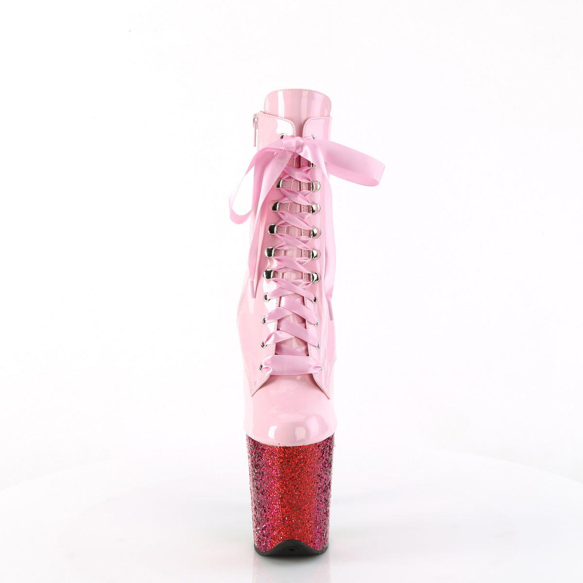 Pleaser   FLAMINGO-1020HG B. Pink Holo Pat/Rainbow Glitter