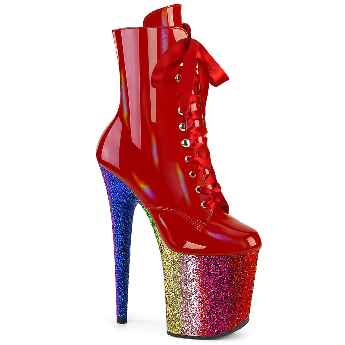 Pleaser   FLAMINGO-1020HG Red Holo Pat/Rainbow Funkeln