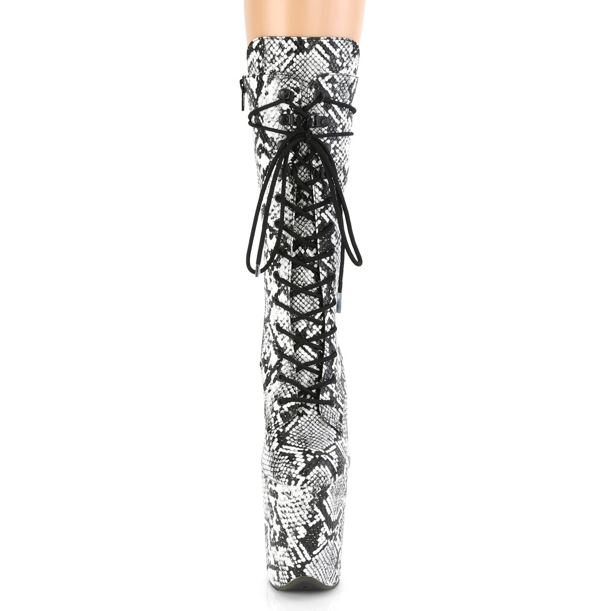 Pleaser Damen Knöchelstiefel FLAMINGO-1050SP BLK-WHT SNAKE DRUCK / BLK-WHT SNAKE DRUCK