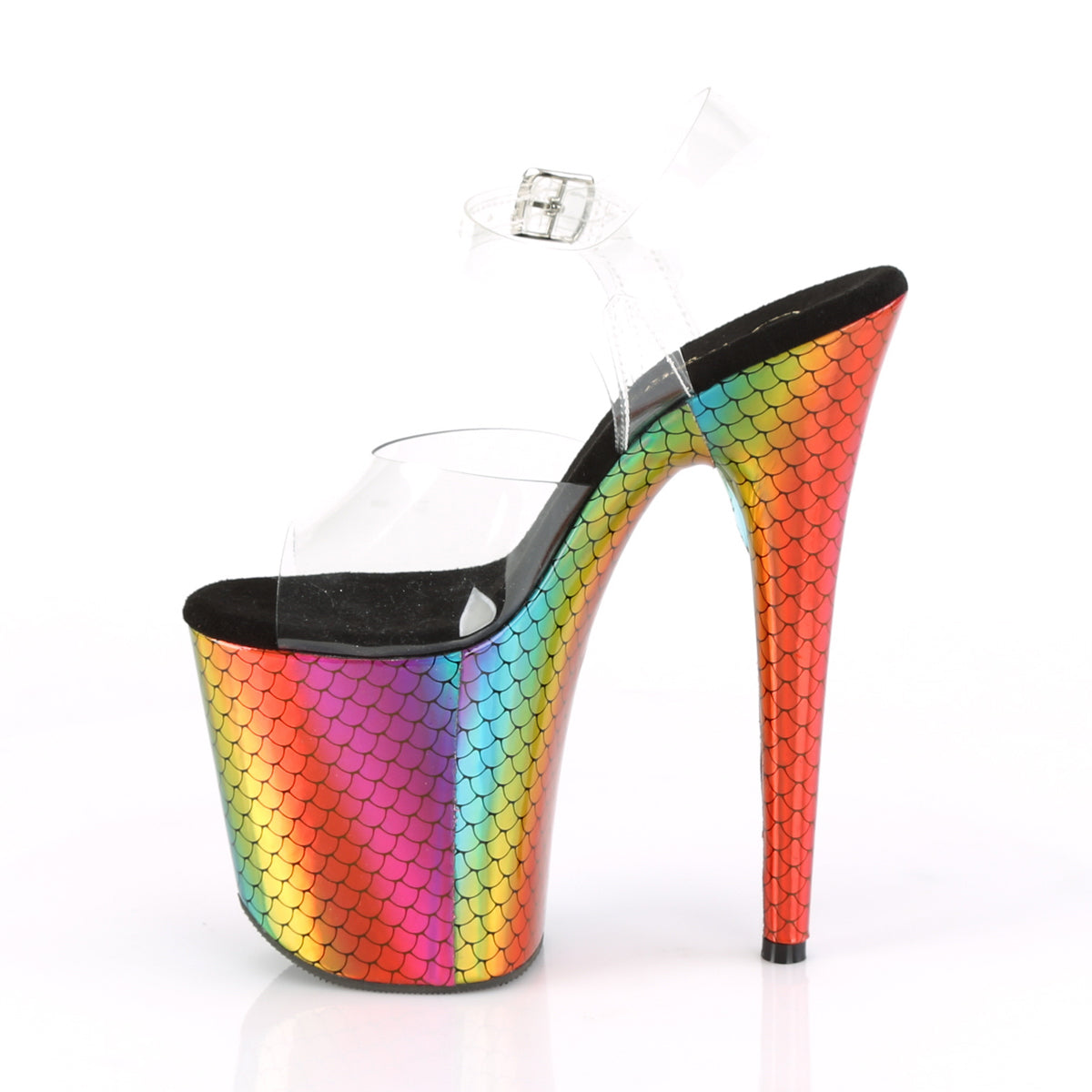 Pleaser Damen Sandalen FLAMINGO-808WR CLR / LASER Rainbow Hologrammwicklung