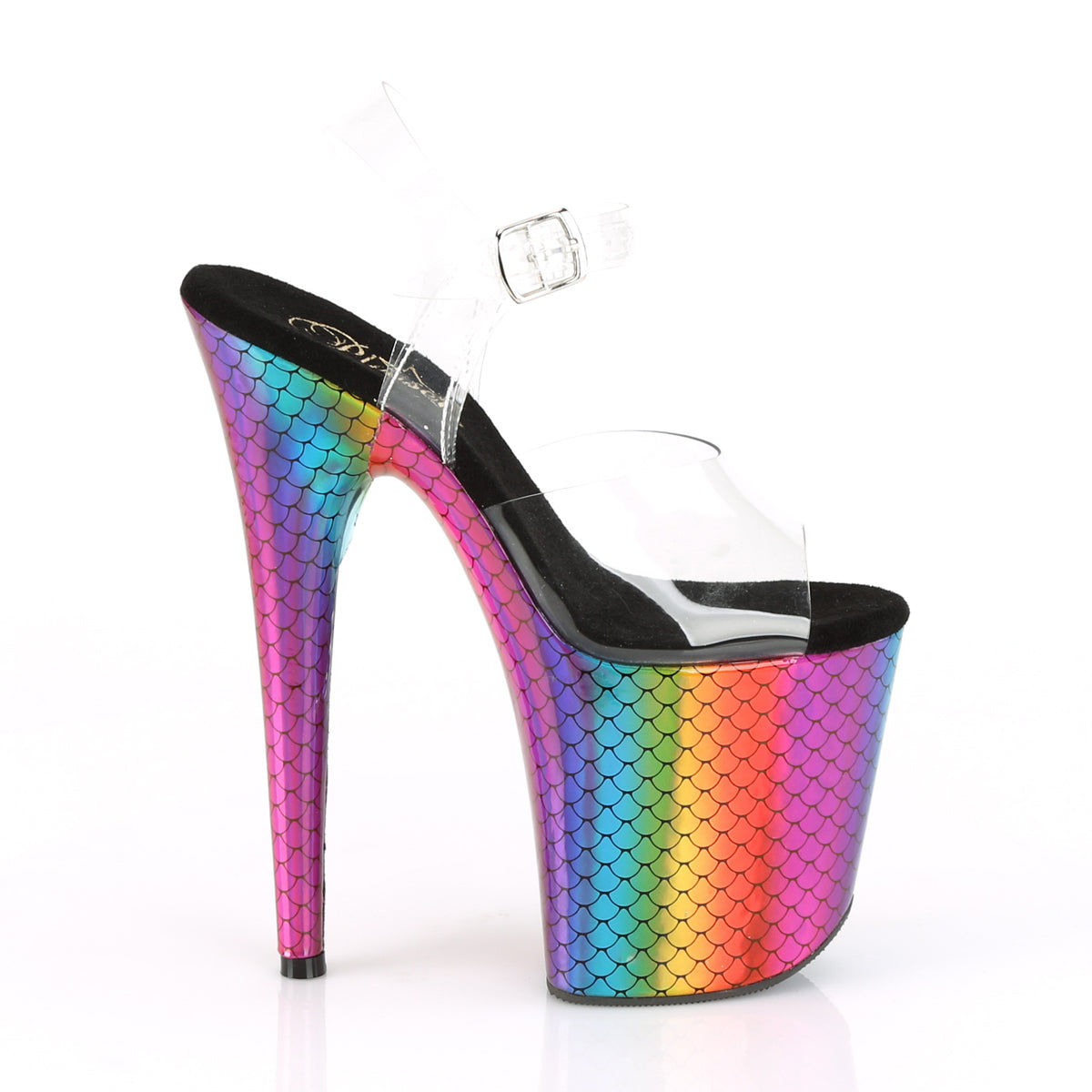 Pleaser Damen Sandalen FLAMINGO-808WR CLR / LASER Rainbow Hologrammwicklung