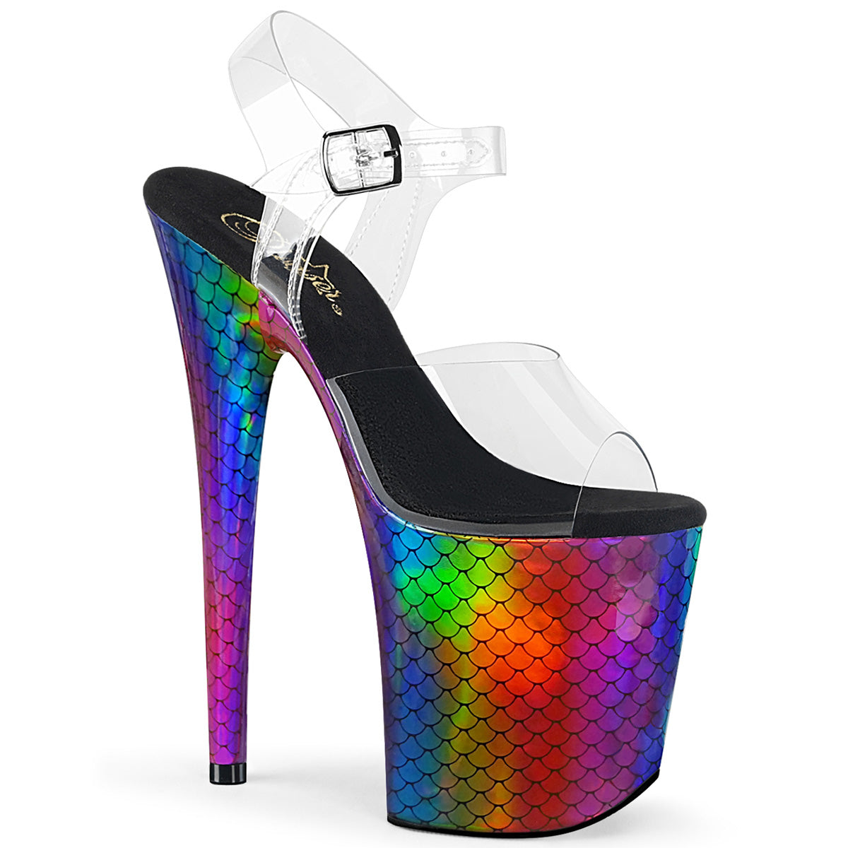 Pleaser Damen Sandalen FLAMINGO-808WR CLR / LASER Rainbow Hologrammwicklung