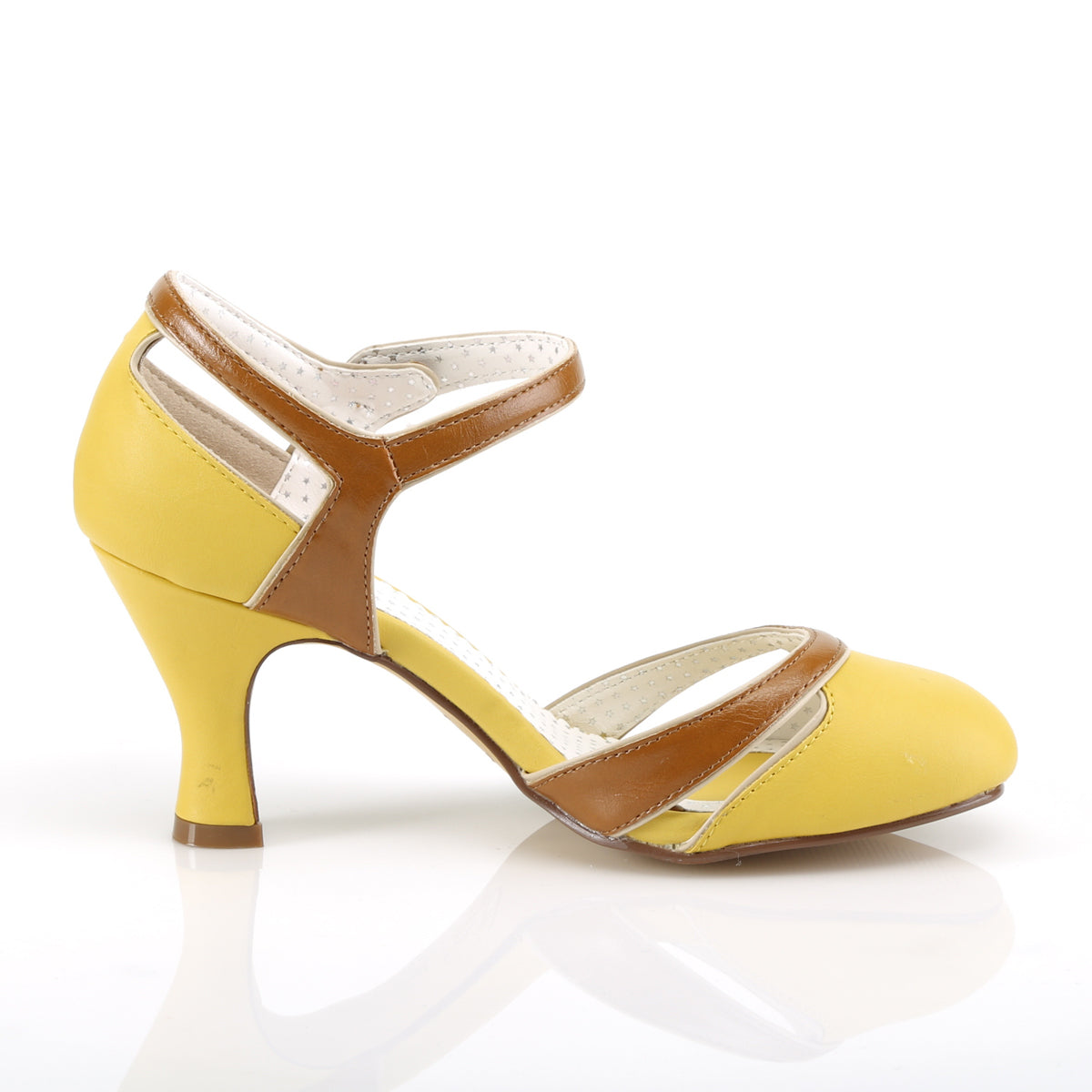 Pin Up Couture Womens Pumps FLAPPER-27 Yellow-Tan Faux Leather