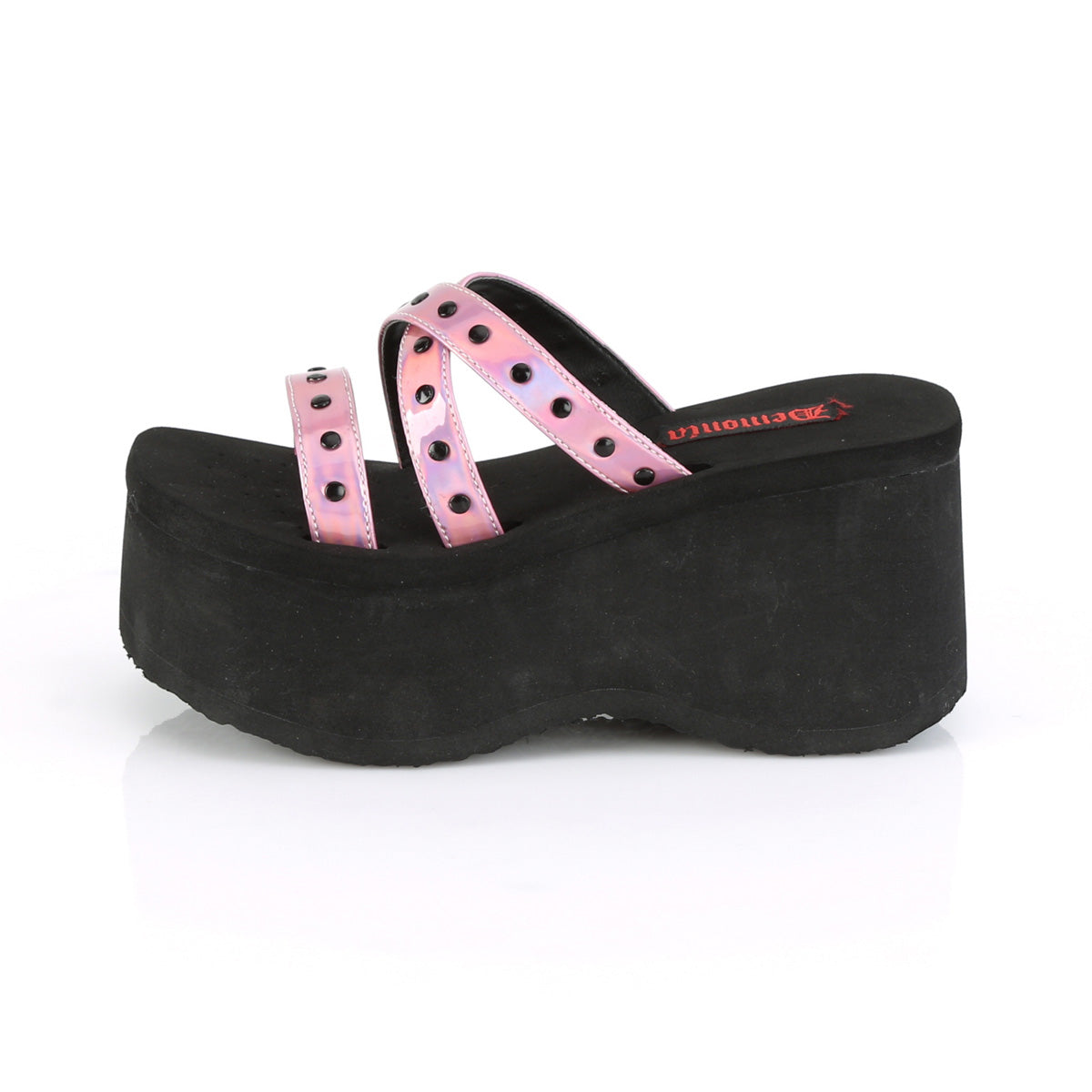 DemoniaCult Womens Sandals FUNN-19 Pink Hologram