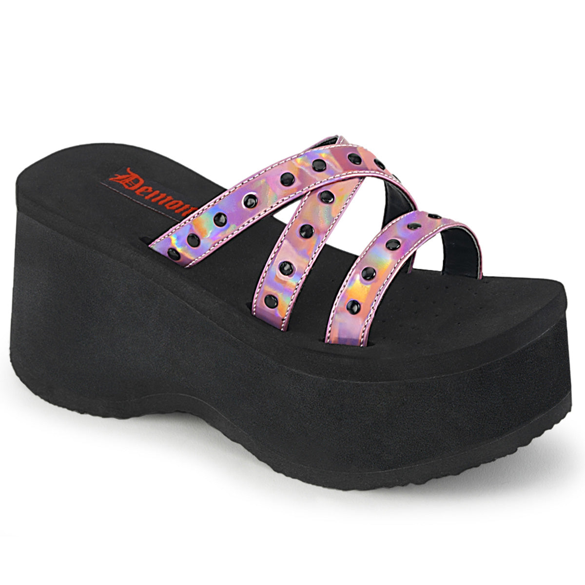 DemoniaCult Womens Sandals FUNN-19 Pink Hologram