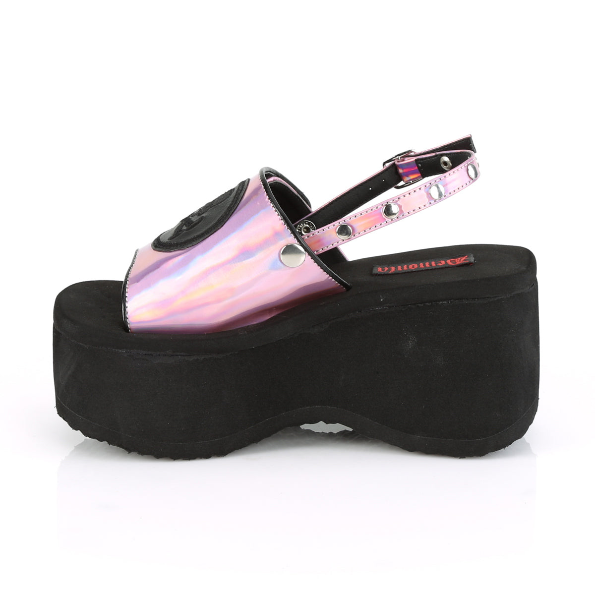 DemoniaCult Frauen Sandalen FUNN-32 rosa Hologramm