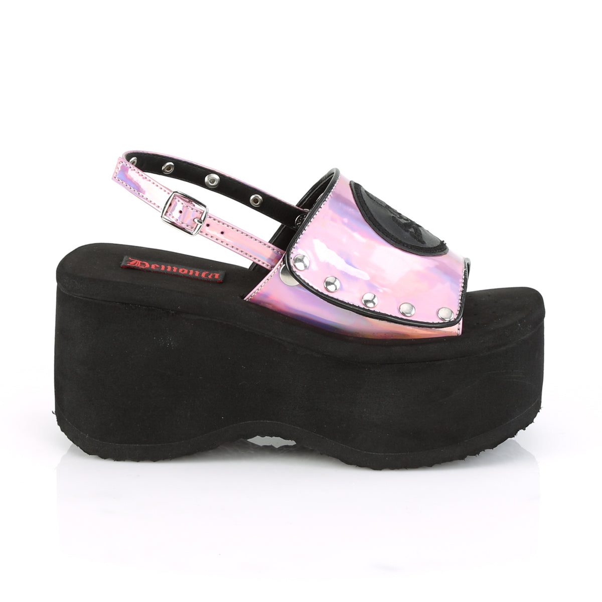 DemoniaCult Frauen Sandalen FUNN-32 rosa Hologramm