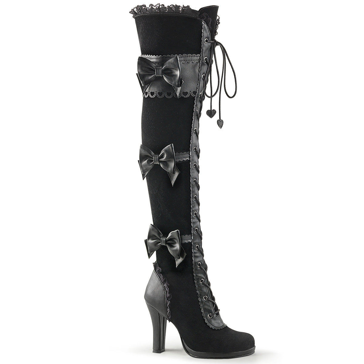 DemoniaCult Frauenstiefel GLAM-300 BLK Vegan Leder-Velvet