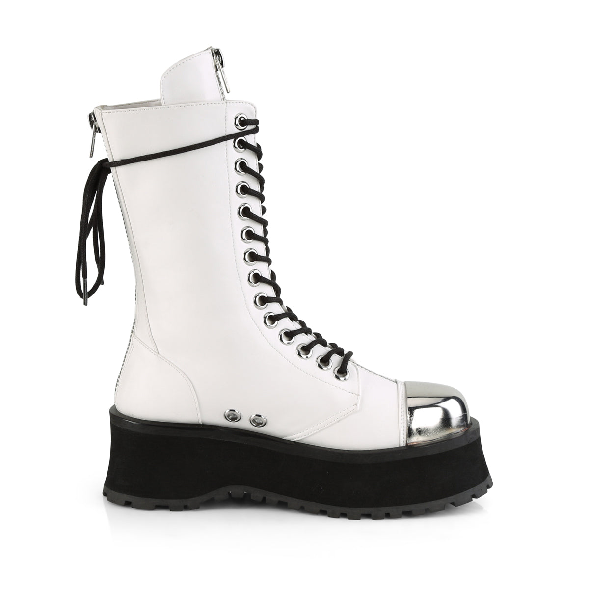 DemoniaCult Mens Boots GRAVEDIGGER-14 Wht Vegan Leather