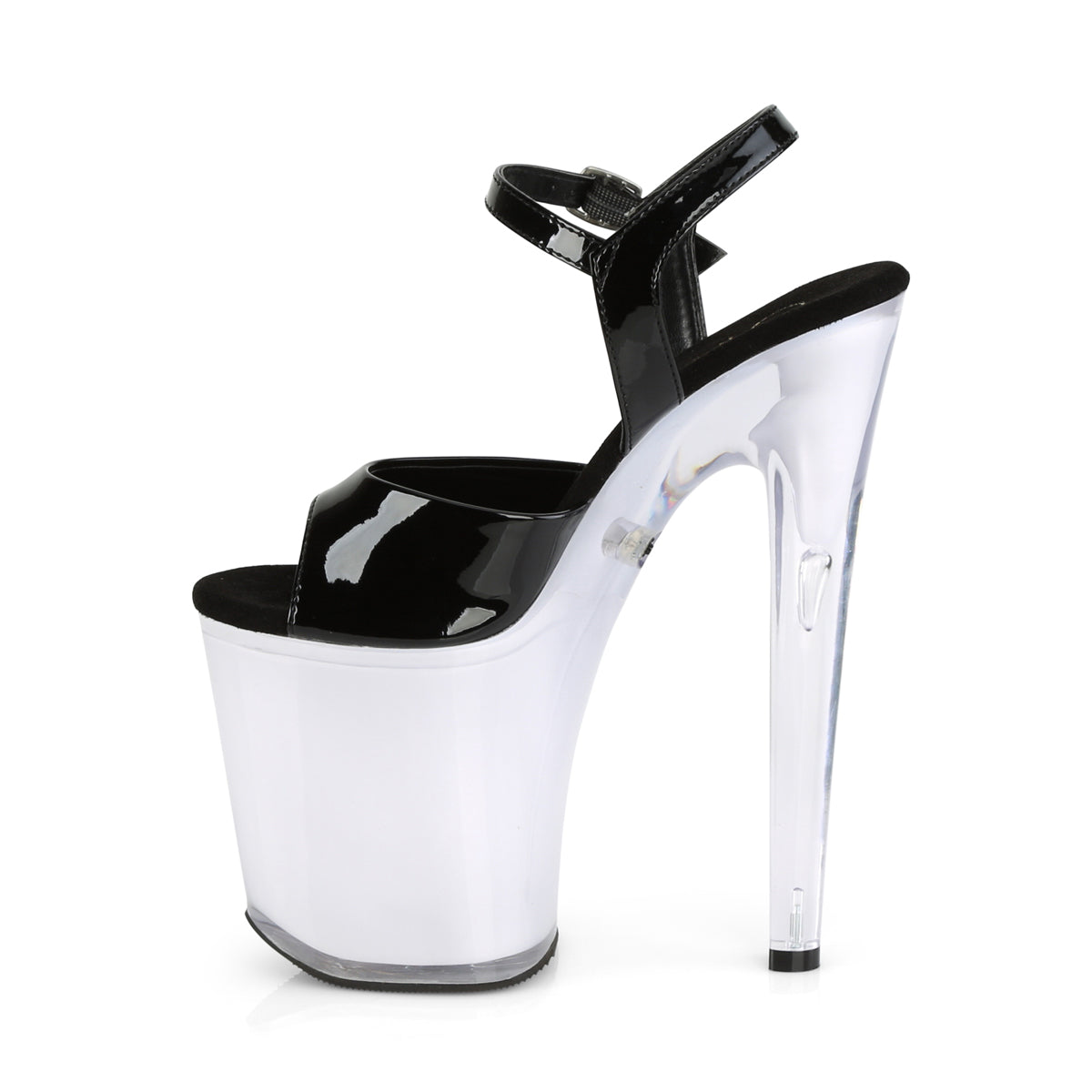 Pleaser Womens Sandals ILLUMINATOR-809 Blk Pat/White Glow