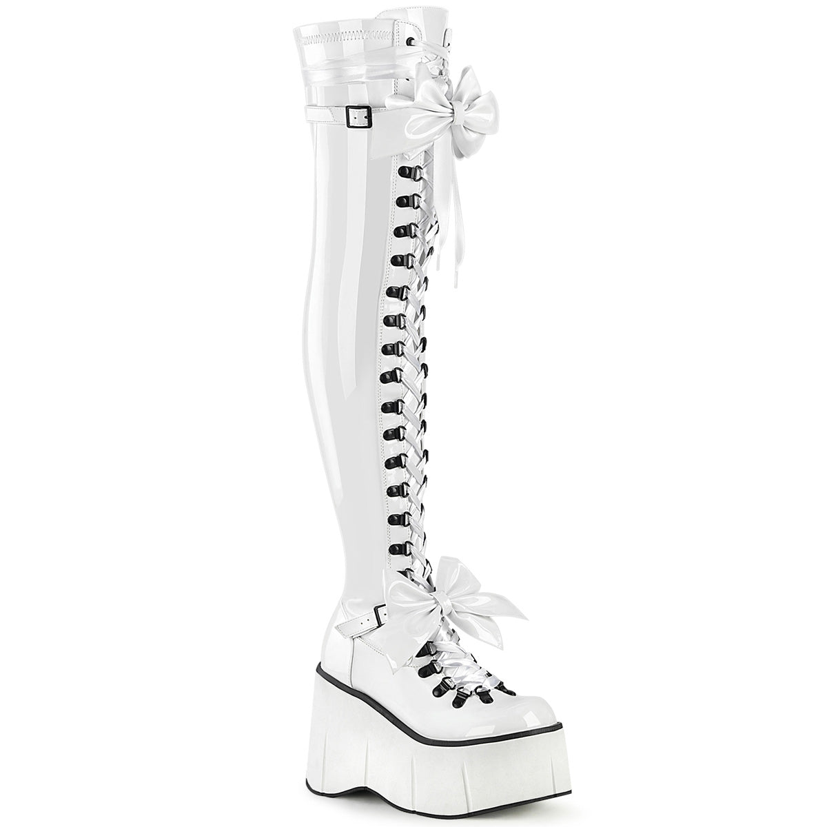 DemoniaCult  Stiefel KERA-303 WHT Stretch Patent