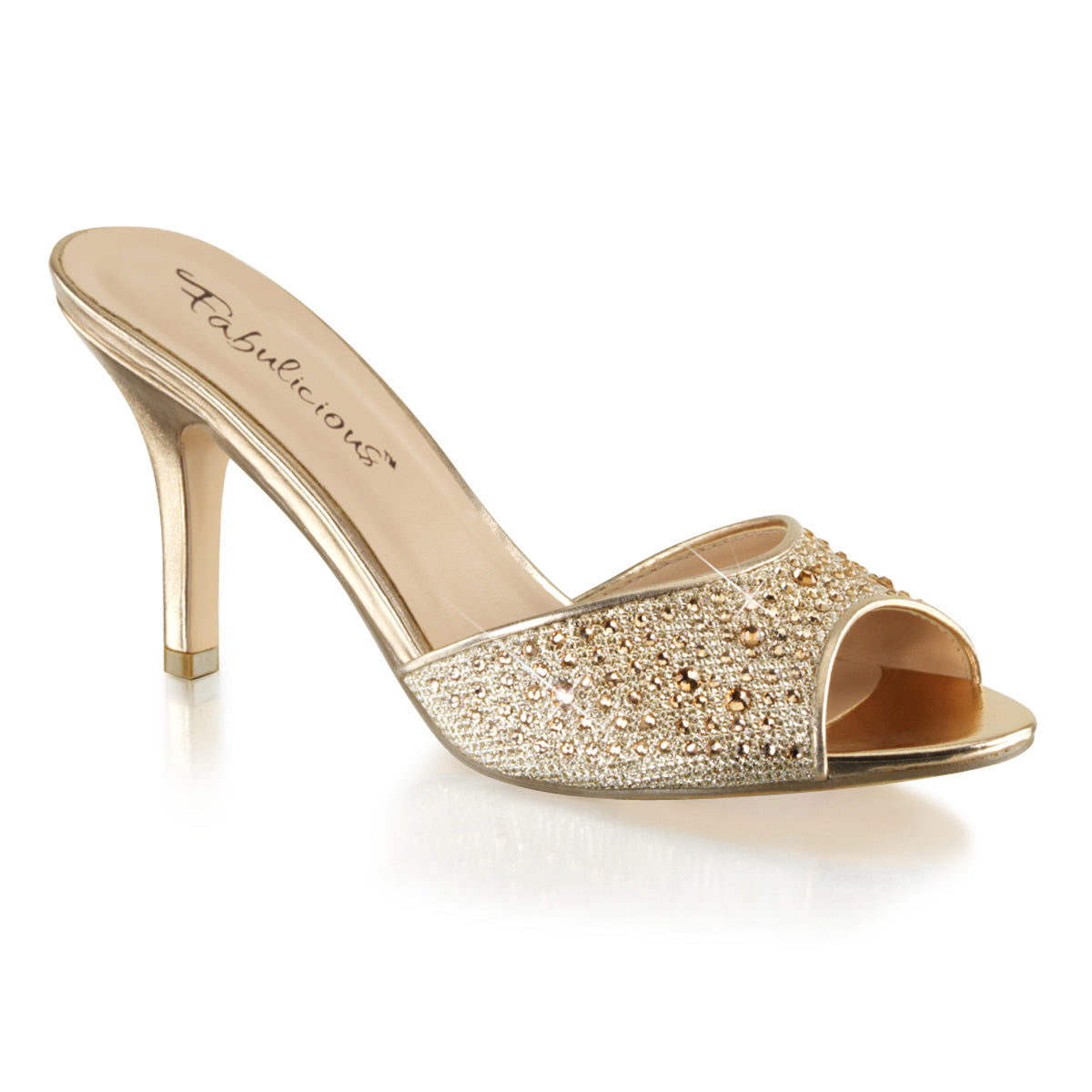 Fabulicious Frauenpumpen LUCY-01 Gold Glitter Mesh Stoff