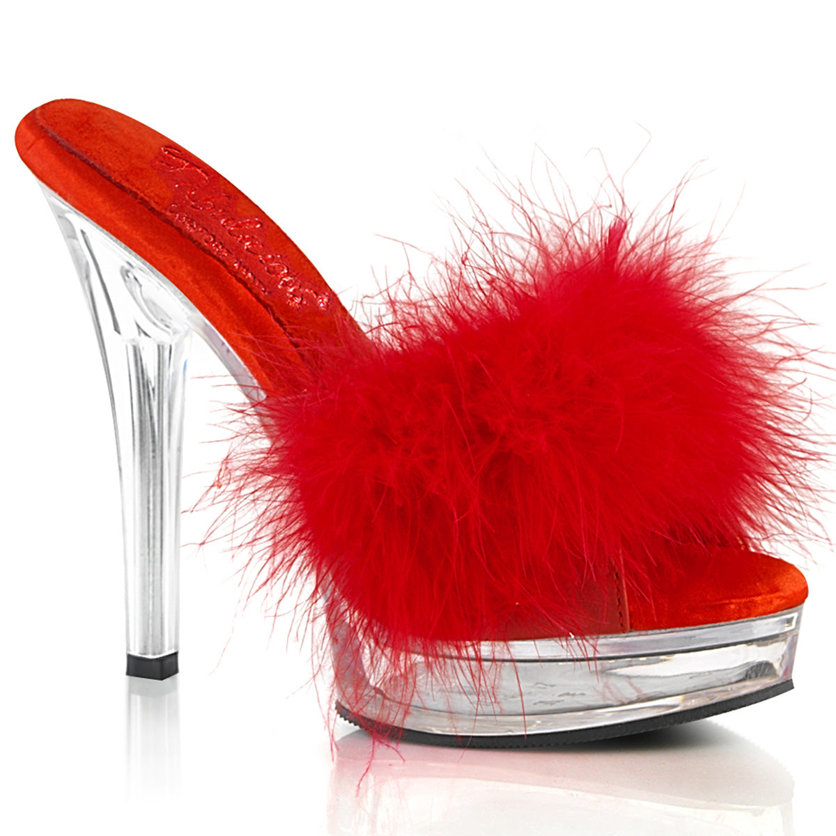 Fabulicious  Sandals MAJESTY-501F-8 Red Faux Leather-Fur/Clr