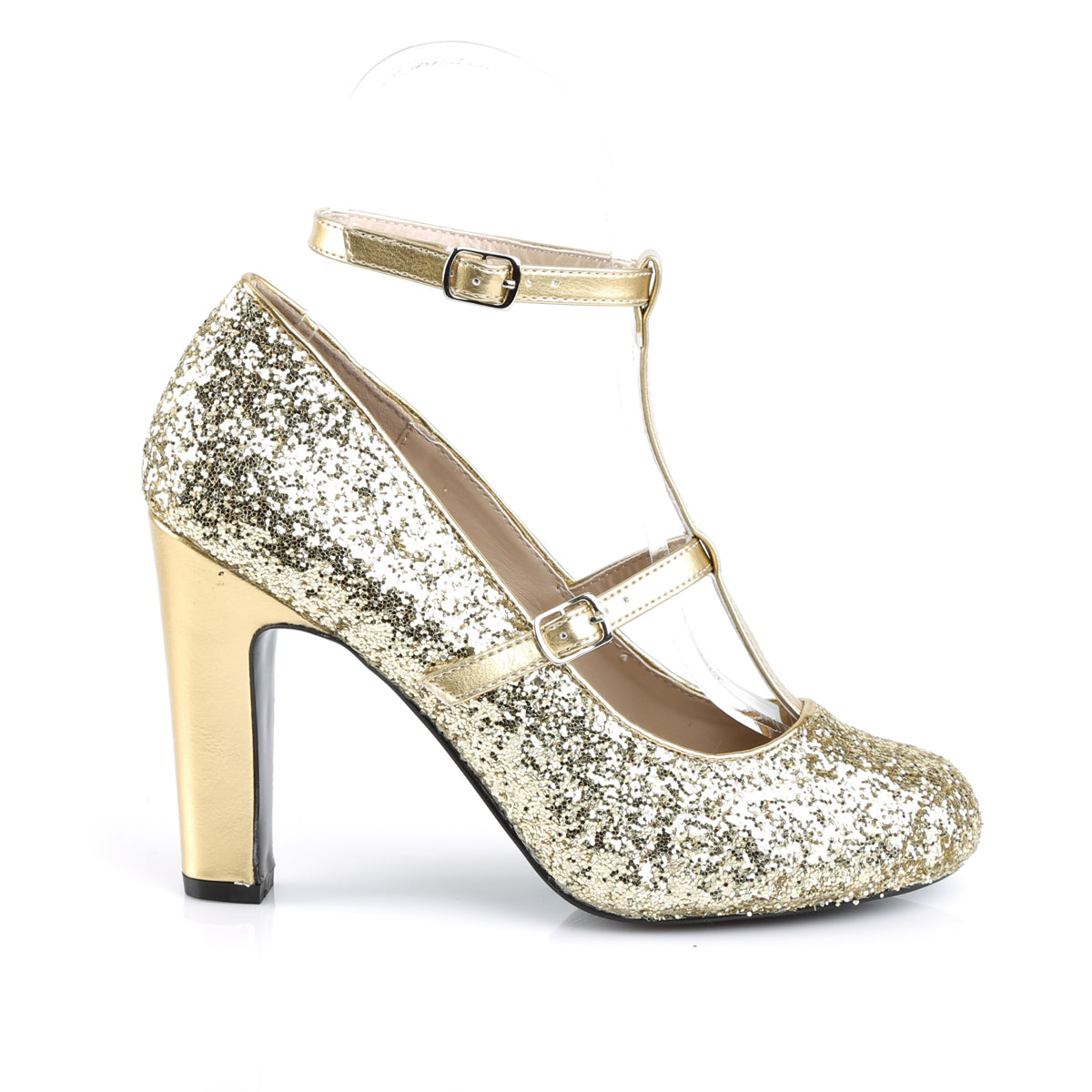 Pleaser Pink Label Frauenpumpen QUEEN-01 gold glitter-met. Pu.