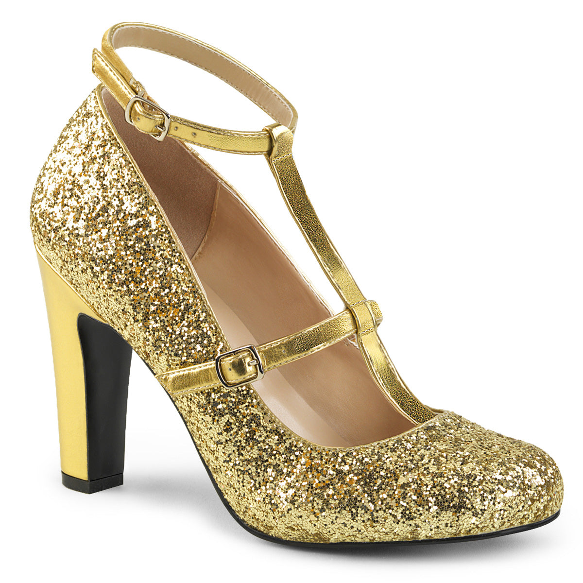 Pleaser Pink Label Frauenpumpen QUEEN-01 gold glitter-met. Pu.