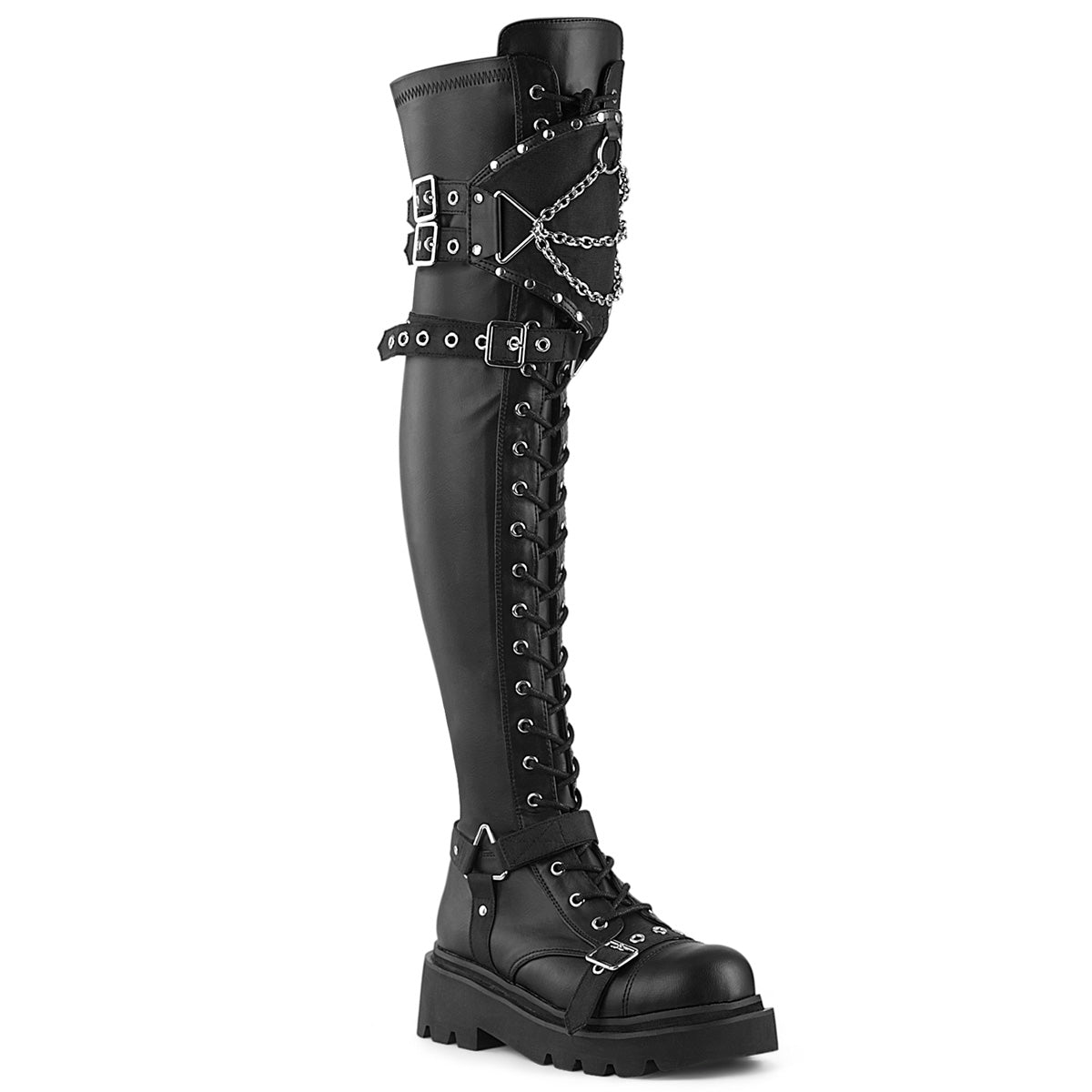 DemoniaCult  Stiefel RENEGADE-320 BLK Stretch Vegan Leder